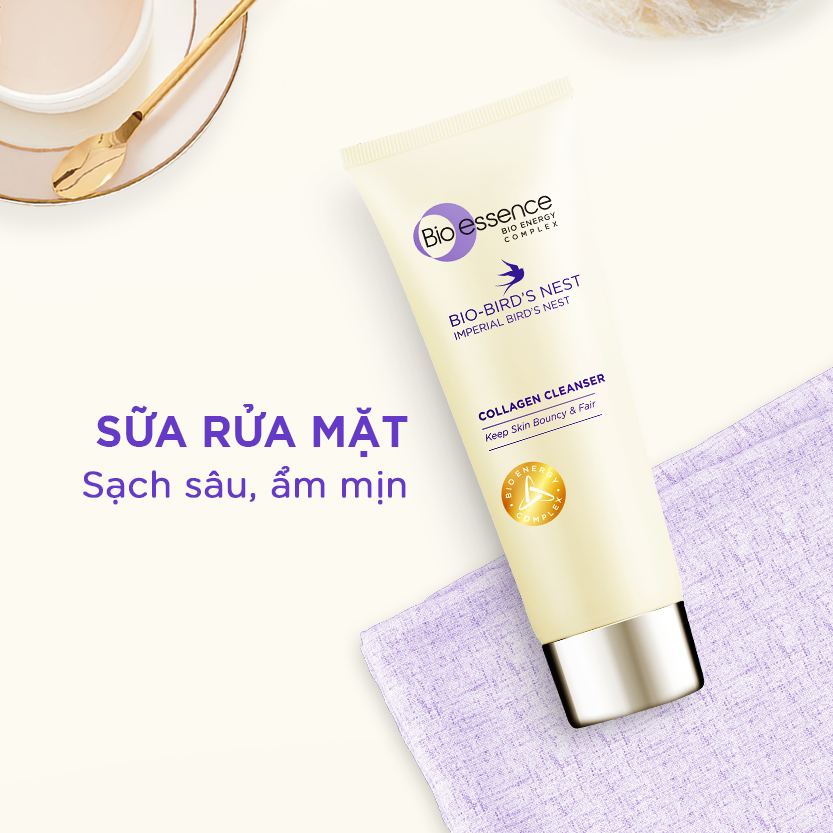 Combo làm sạch - sáng da Bio-essence  (Nước tẩy trang Bio-Water Micellar Water 100ml + Sữa rửa mặt dưỡng da Bio-Bird's Nest Collagen Cleanser 100g)