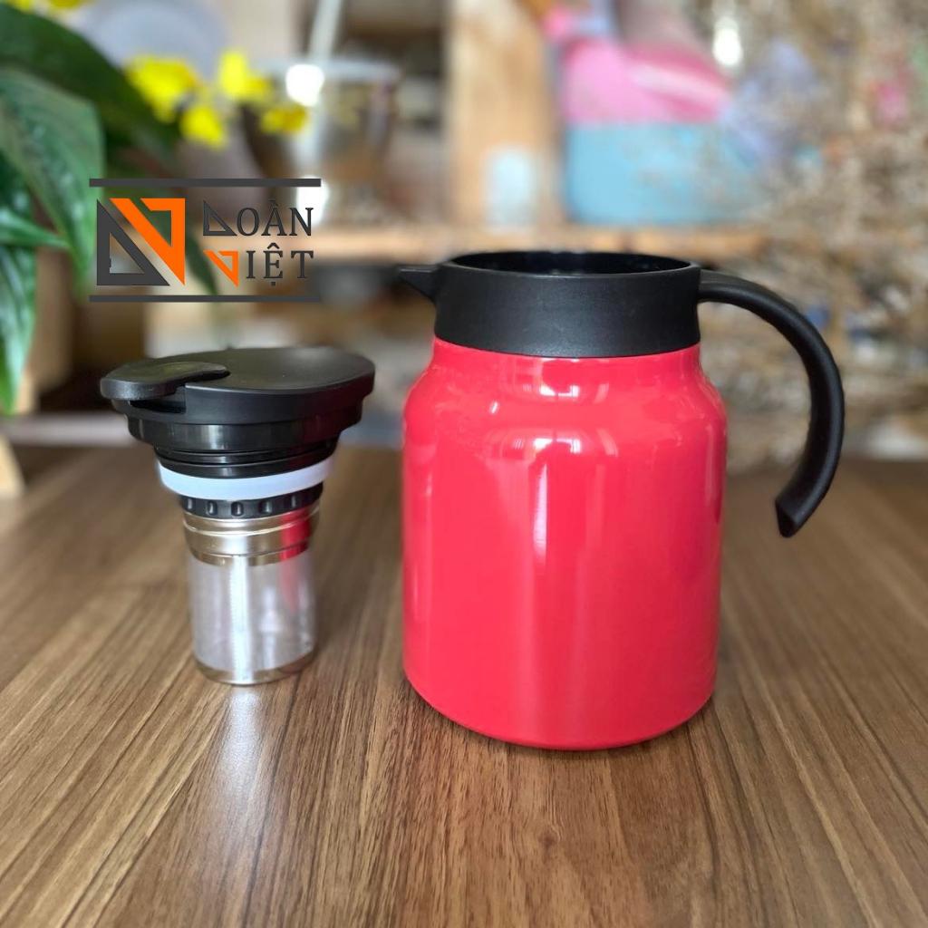 Bình Trà, Ấm Trà giữ nhiệt lâu - Inox chuẩn SUs 316 độ bền cao . Dung tích 1 lit , màu pastel rất sang trọng