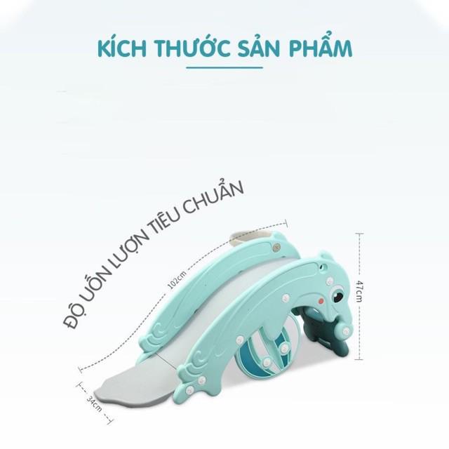 Cầu trượt bập bênh cá heo  cao cấp cho bé