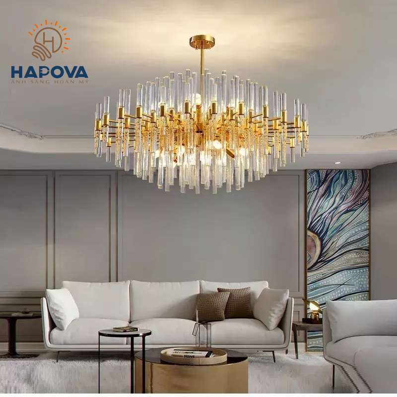 Đèn chùm pha lê cao cấp HAPOVA TAILER 0967 Đường kính 800mm + Tặng bóng E14