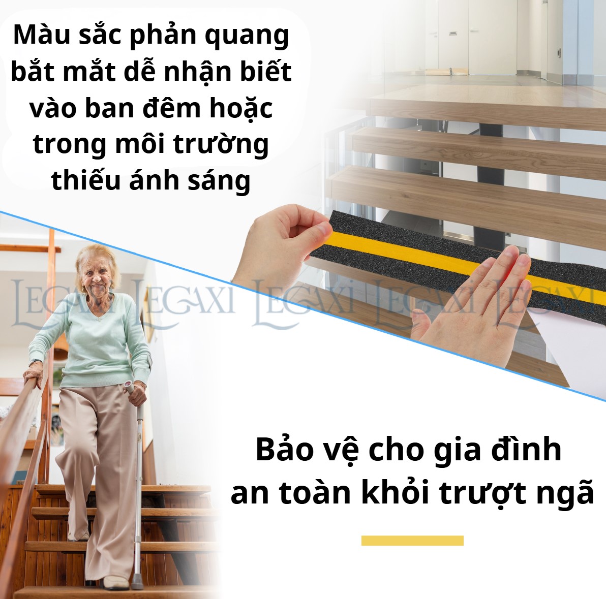 Băng Keo Nhám Phản Quang Chống Trượt Cầu Thang Bật Thèm 5cmx5Mét TránhTé Ngã Cho Người Lớn Và Trẻ Em