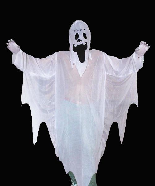 White Ghost Gown with Hoodie Mask and Gloves Child Halloween Costume