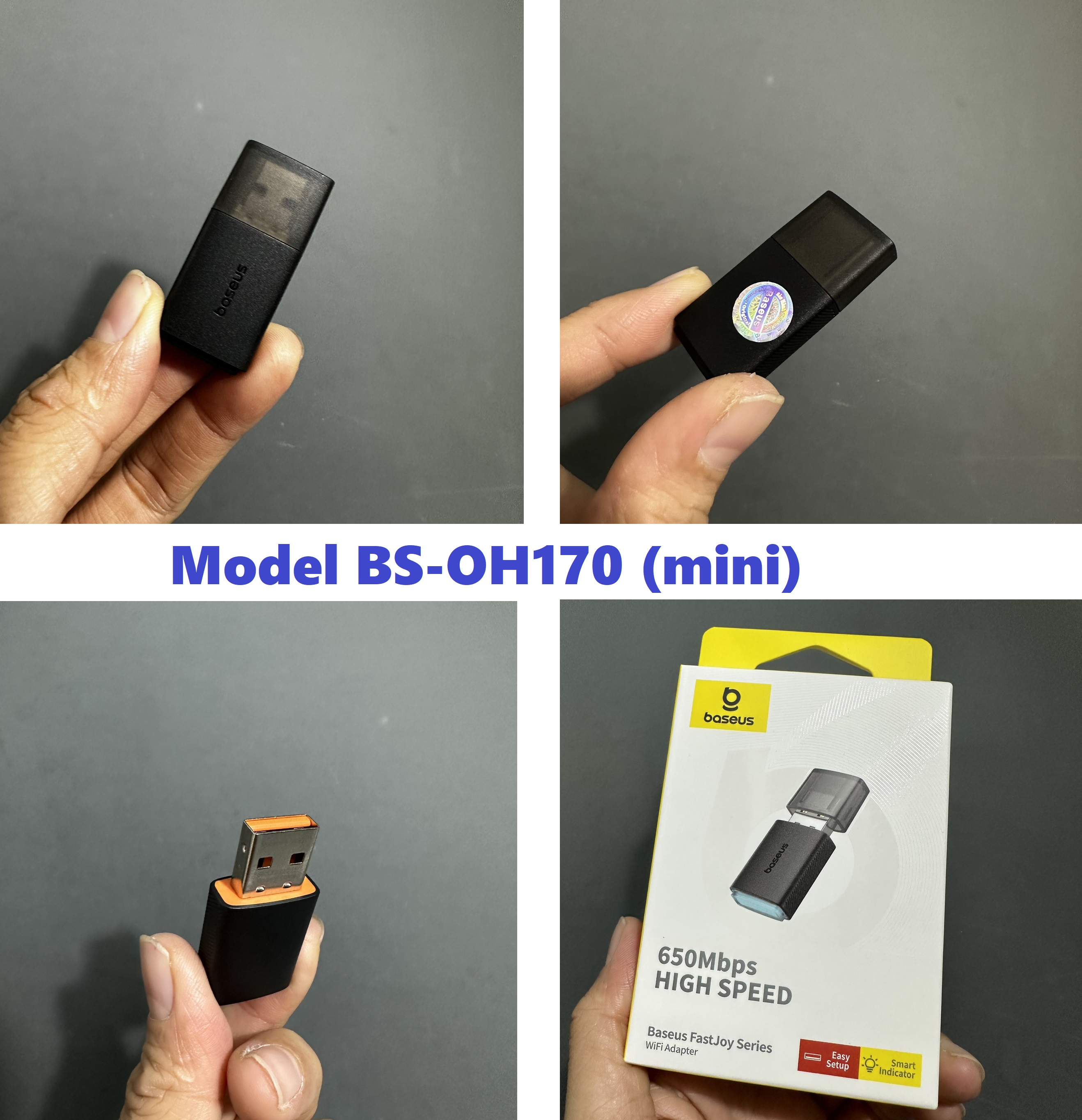 USB wifi tốc độ cao 650Mbps 2 băng tần Baseus FastJoy Series BSOH173 ăng ten ngoài BSOH170 mịni _ Hàng chính hãng