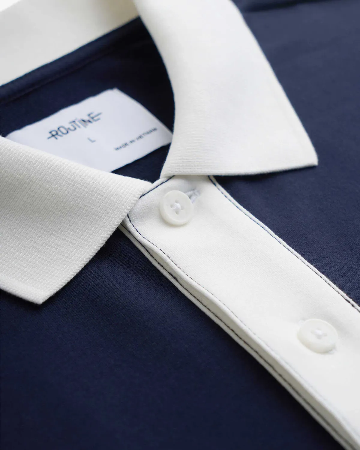 Áo polo ROUTINE Xanh navy phối màu có túi form Loose - 10F24POL017 | LASTORE MENSWEAR