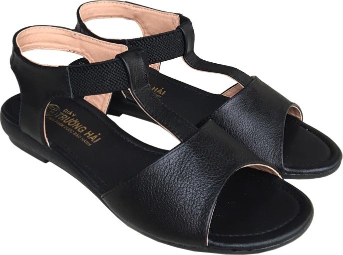 Giày sandal nữ Trường Hải da bò thật đế cao su không trơn dép cao 2.5cm dép thời trang cao cấp SDN074