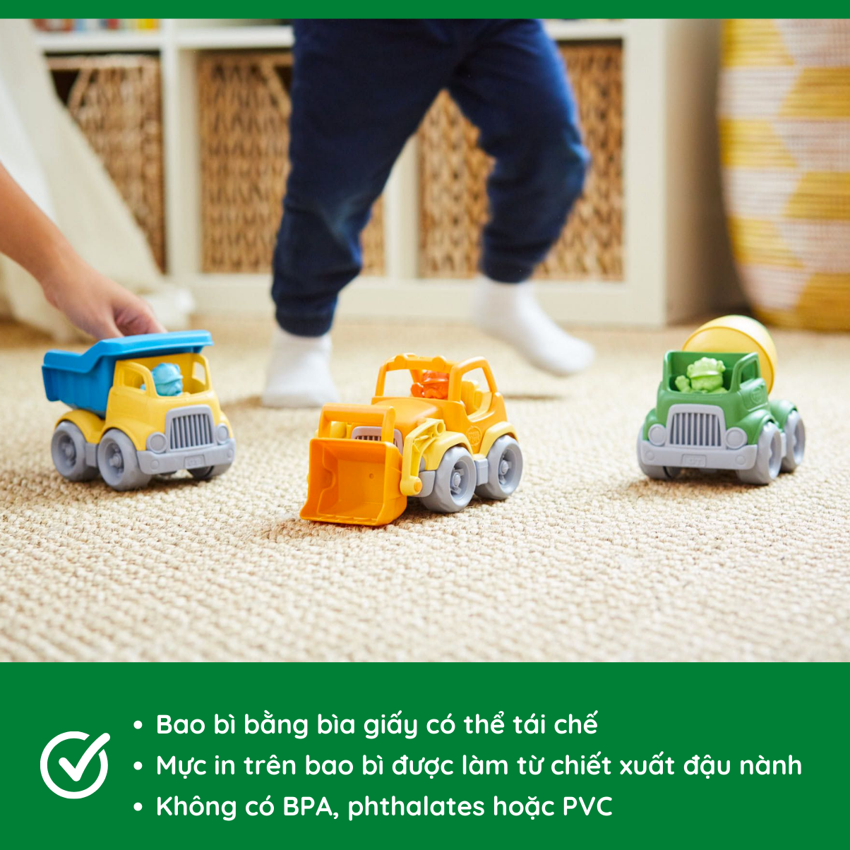 Bộ Đồ Chơi 3 Loại Xe Xây Dựng Green Toys Cho Bé Từ 2 Tuổi