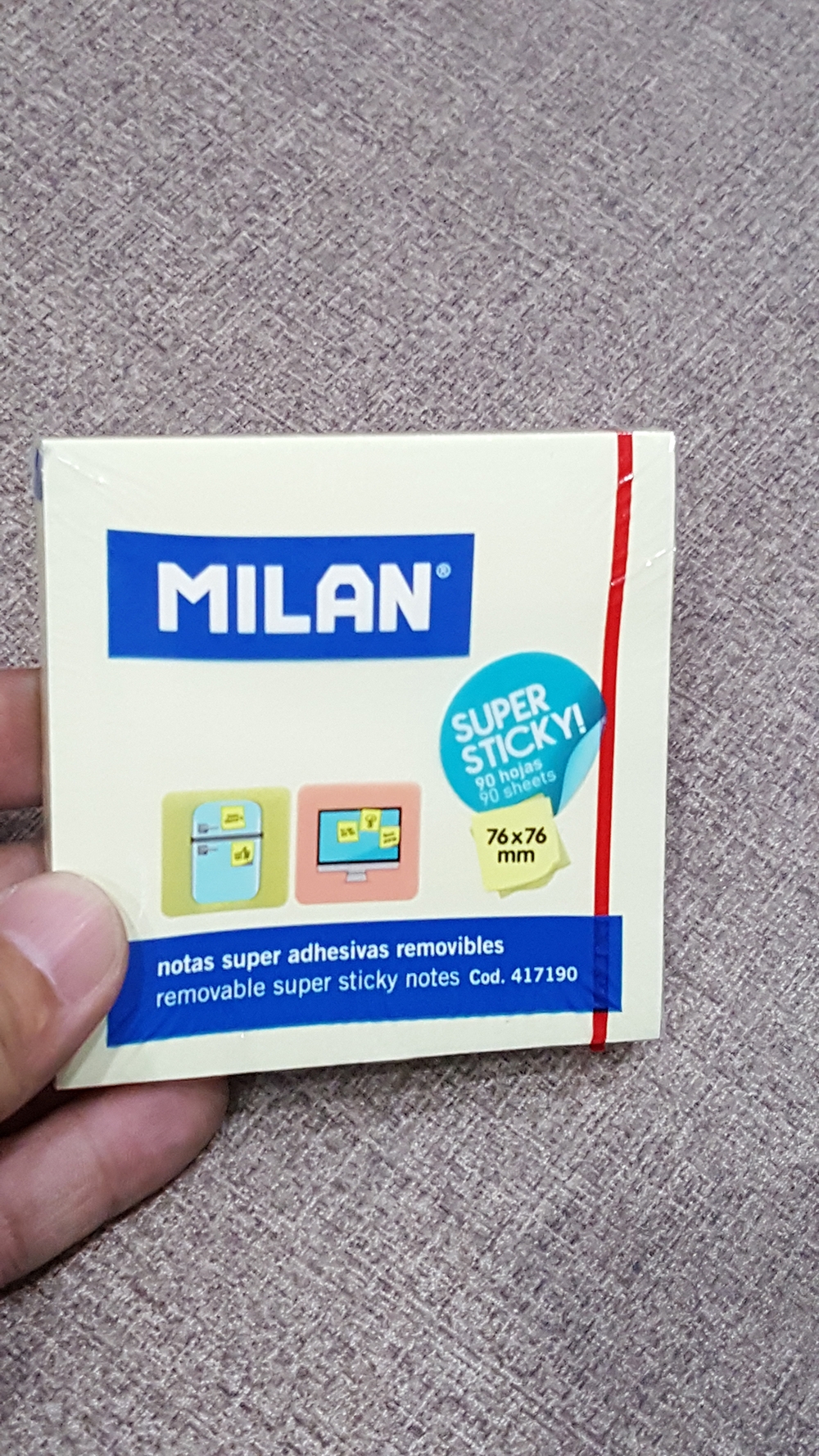 Bộ 2 Giấy Note Super Sticky 76x76mm - 417190 - Milan (90 tờ)