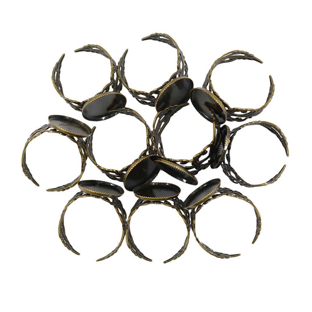 Adjustable Brass Blank Bezel Filigree Flower  DIY Making