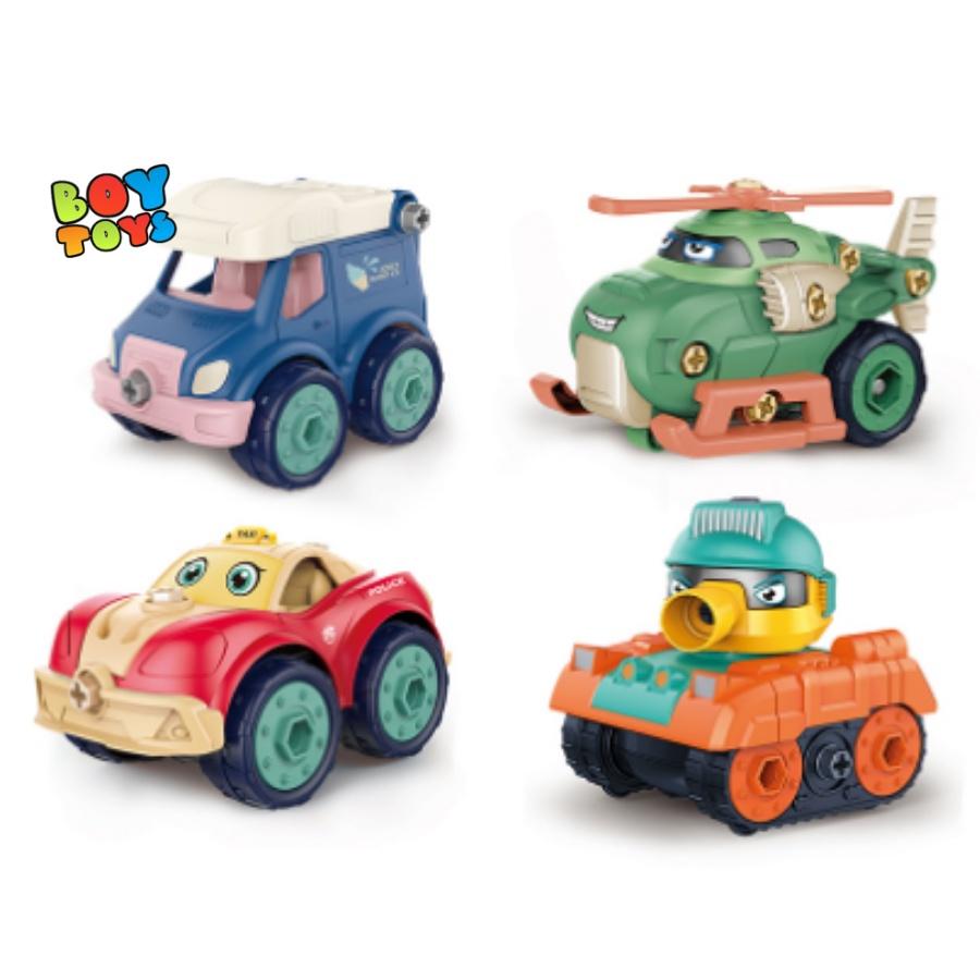 Đồ chơi set 4 mô hình DIY tháp lắp ốc vít ô tô, máy bay, xe tăng giúp bé phát triển kĩ năng sáng tạo, khéo léo