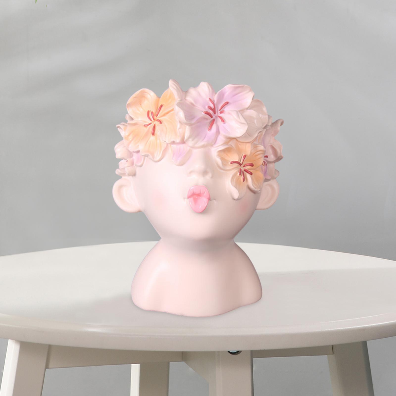 Head Planter Gift Tabletop Crafts Sculpture Statue Vase for Party Home Decor