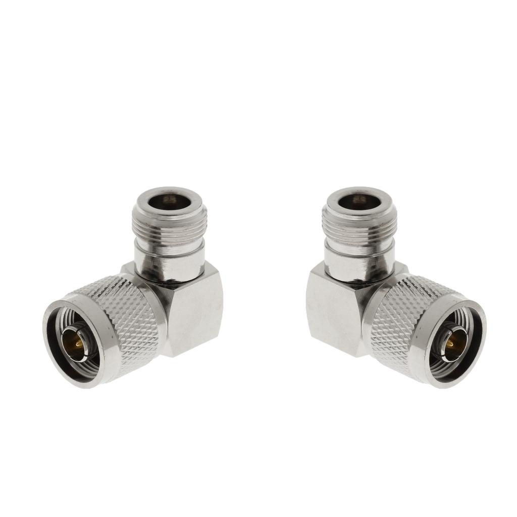 2x N Type Male Plug to Female  Right Angle 90° RF Coax Adapter Connector