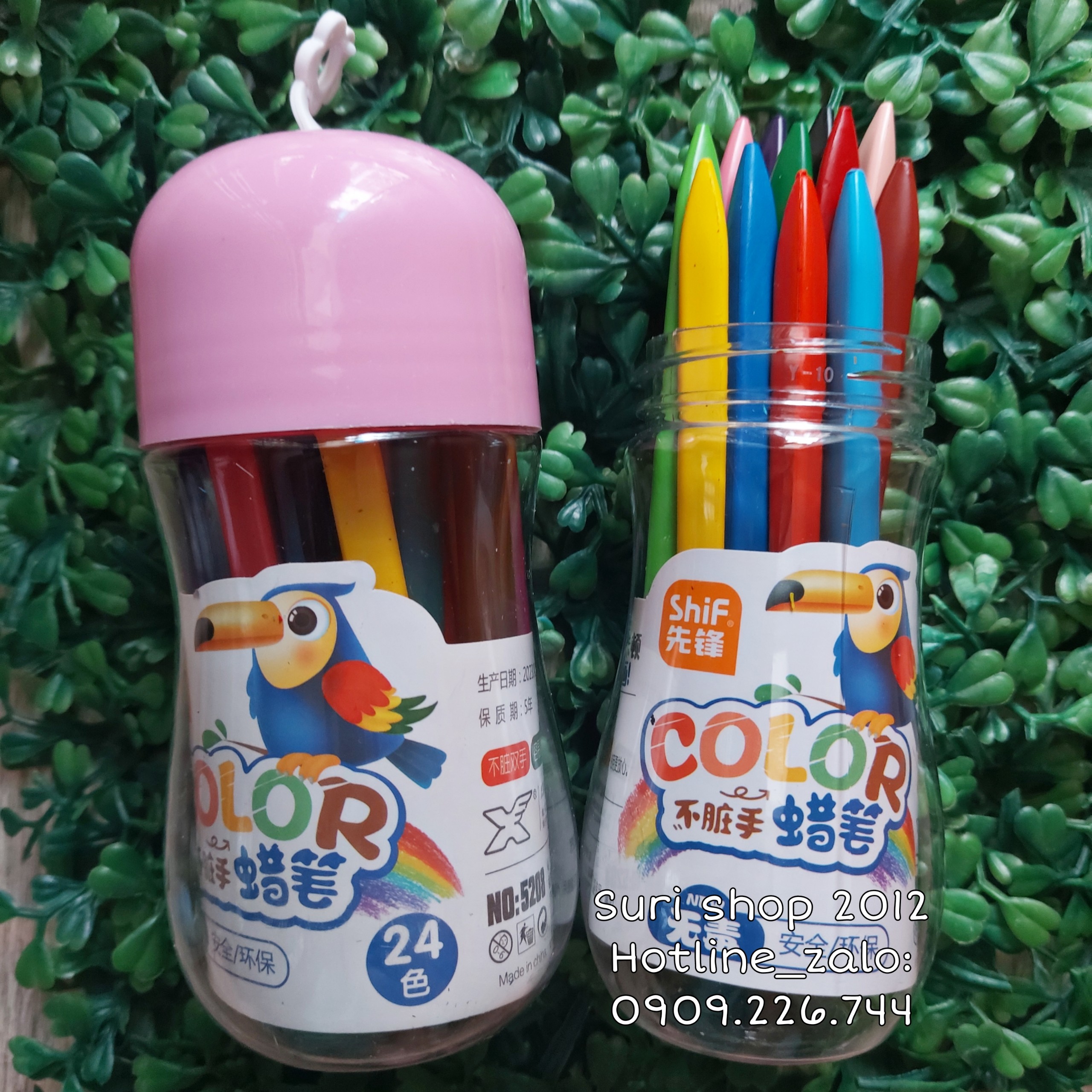 Bộ Sáp Màu Hữu Cơ Tự Nhiên 12/24 Màu Shif ( không lem tay, an toàn cho bé khi sử dụng )