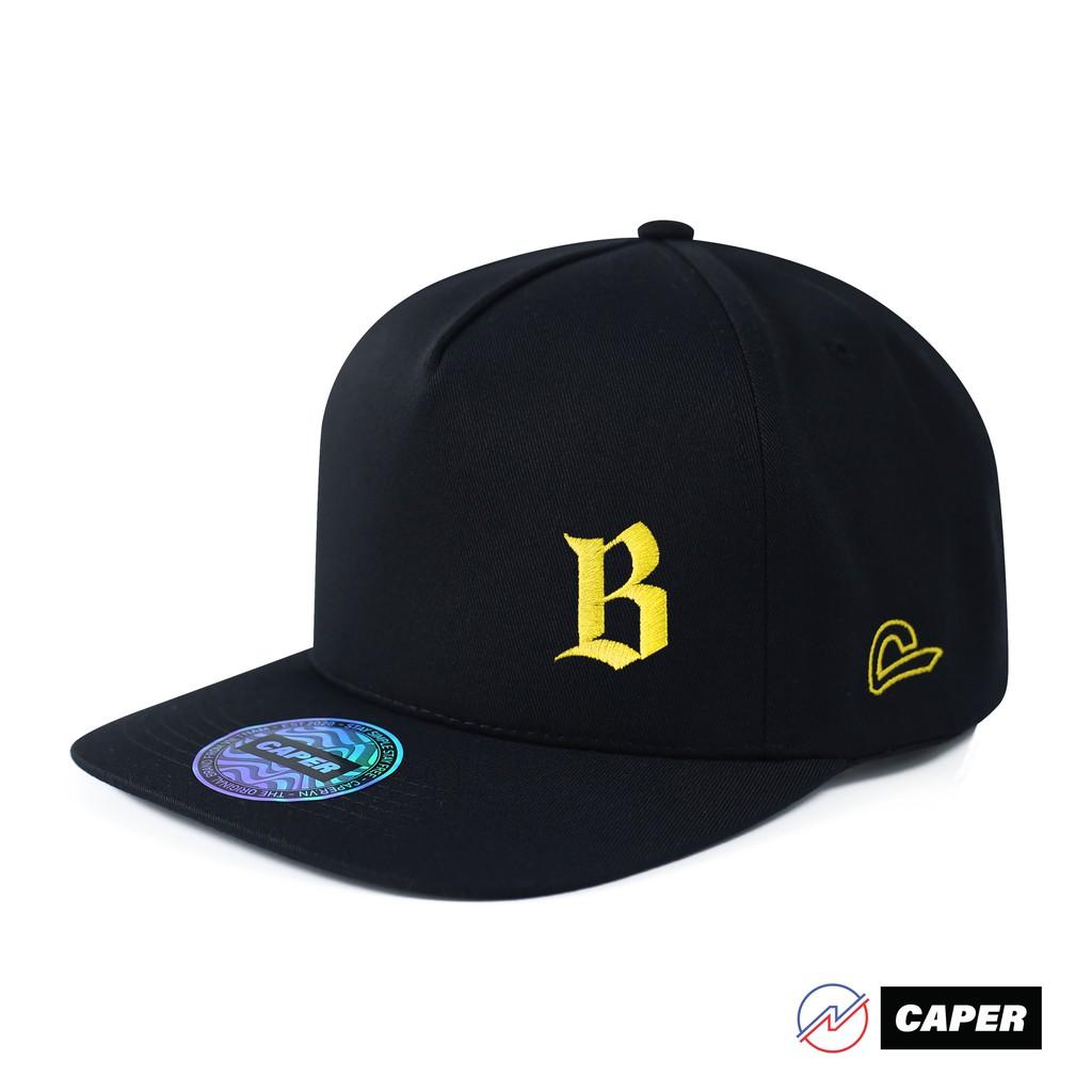 Mũ Nón lưỡi trai vành ngang snapback Caper đen B logo nhiều màu