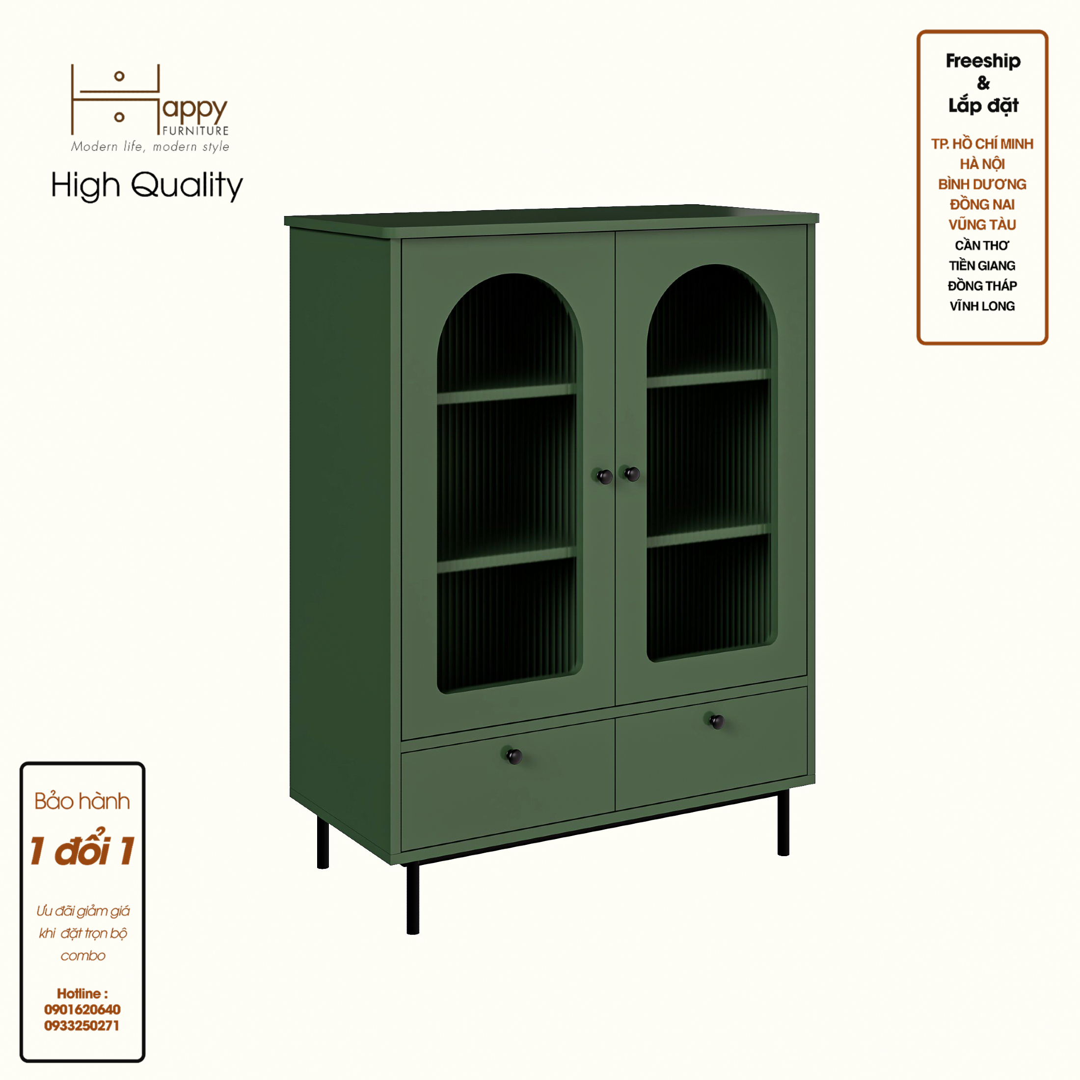 [Happy Home Furniture] SISEEL, Tủ lưu trữ cửa kính 2 cánh mở - chân sắt, 83cm x 40cm x 110cm ( DxRxC), TCM_183