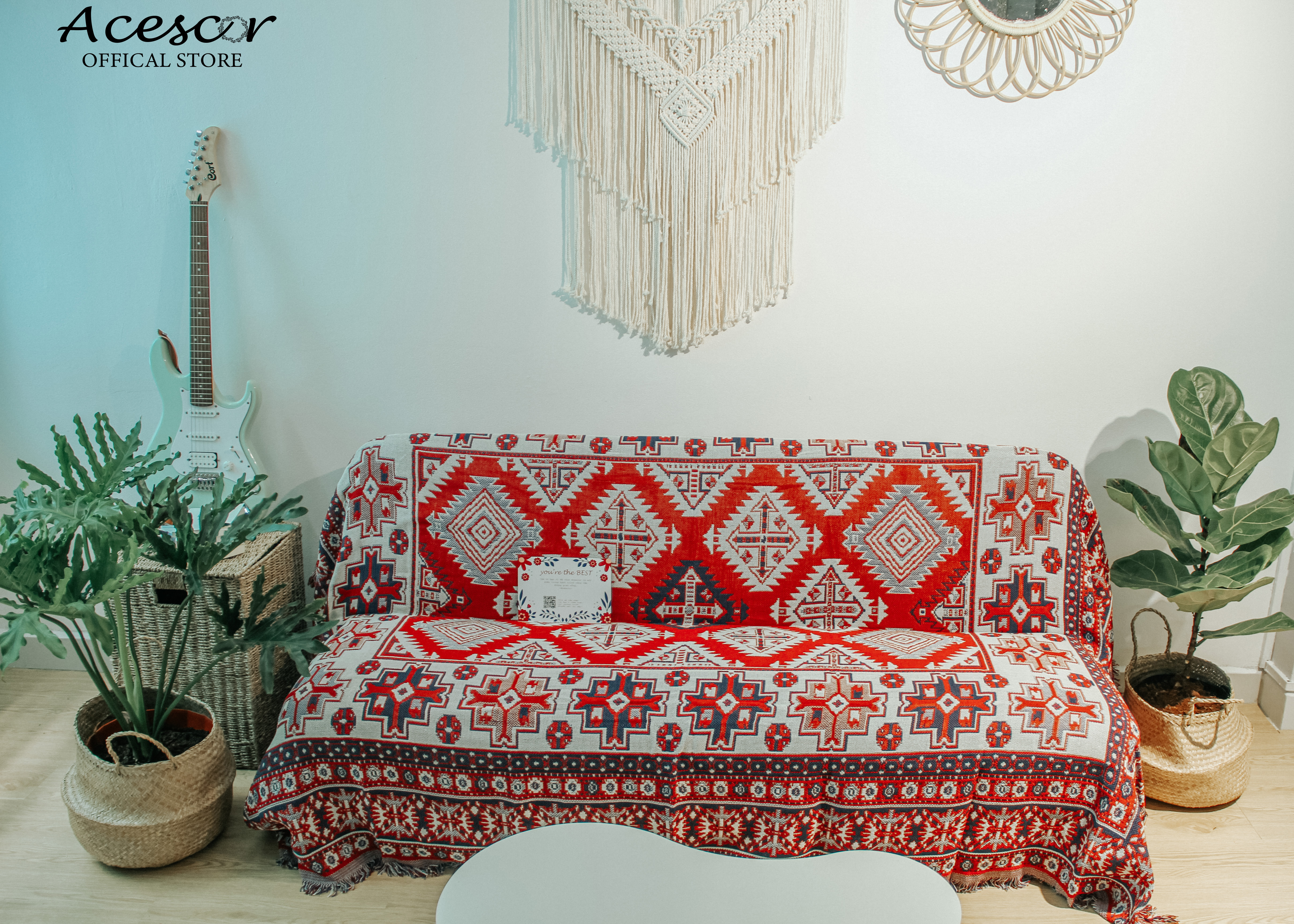 Thảm Chăn Thổ Cẩm, Vintage Phủ Sofa,Thảm Trải Sàn, Trải Bàn, Chăn Đắp TVT04 180x230 cm - Trang Trí Phòng Khách, Phòng Ngủ, Làm Quà Tặng Tân Gia, Sinh Nhật (Nội Thất)