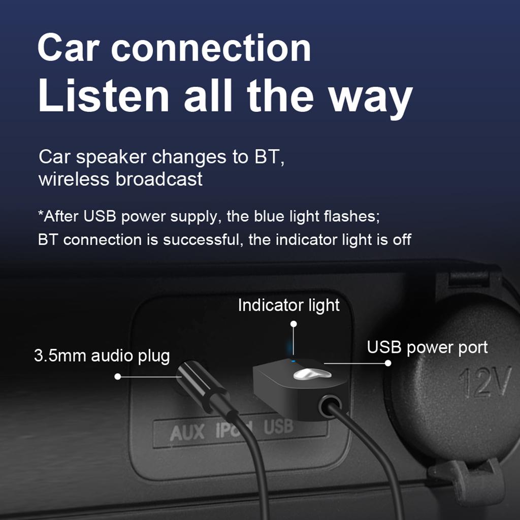 Bluetooth Receiver Car Kit Portable  AUX Adapter 3.5mm Stereo Output Bluetooth 5.0 A2DP for Home Audio Music Streaming Sound System