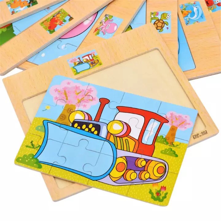 Đồ Chơi Bộ 5 Tranh Ghép Gỗ 12 Miếng Ghép Tặng Kèm 40 Thẻ Học Flashcards Cho Bé Học Chữ Và Số