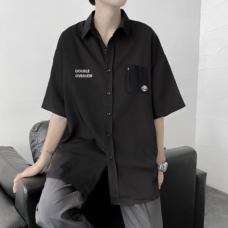 Áo Sơ Mi Tay Ngắn  Form Rộng Nam Unisex Có Túi Áo Dễ Phối Đồ Chất Dày Dặn