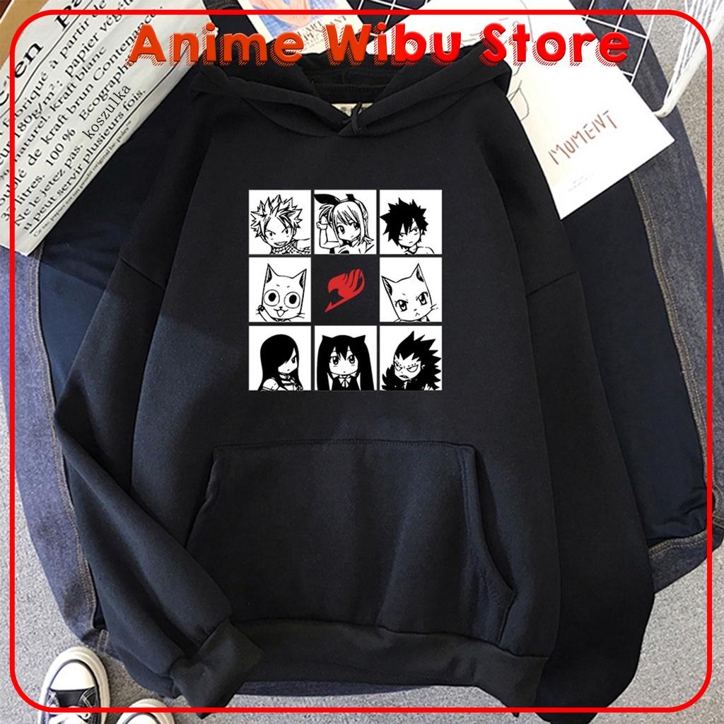 2 Mẫu Áo Hoodie Anime in hình Team Fairy Tail Friend ĐEN Mẫu áo AnimeWibuStore