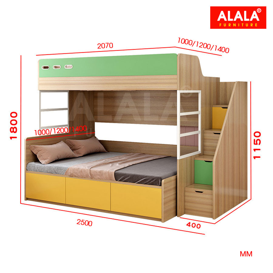 Giường tầng ALALA165 đa năng/ Miễn phí vận chuyển và lắp đặt/ Đổi trả 30 ngày/ Sản phẩm được bảo hành 5 năm từ thương hiệu ALALA/ Chịu lực 700kg