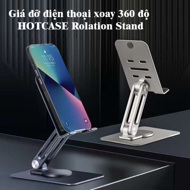 Giá đỡ kệ đỡ hợp kim nhôm cho điện thoại / máy tính bảng xoay 360 độ hiệu HOTCASE Rotation Stand - xoay mọi góc độ, thiết kế hợp kim nhôm nguyên khối cao cấp, chịu được trọng lượng 7.5kg - Hàng nhập khẩu