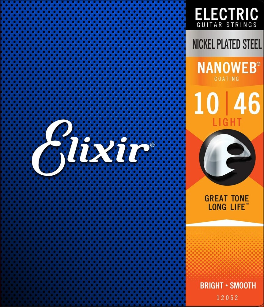 Bộ dây đàn Guitar Điện cao cấp/ Electric Guitar Strings - Elixir 12052, Bright, Smooth - Nickel Plated Steel, Nanoweb Coating, Light 10-46 - Hàng chính hãng