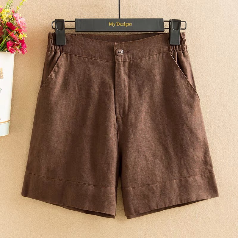 Quần short nữ linen bột Premium xẻ gấu tròn lưng chun 2 bên ArcticHunter, thời trang thương hiệu chính hãng