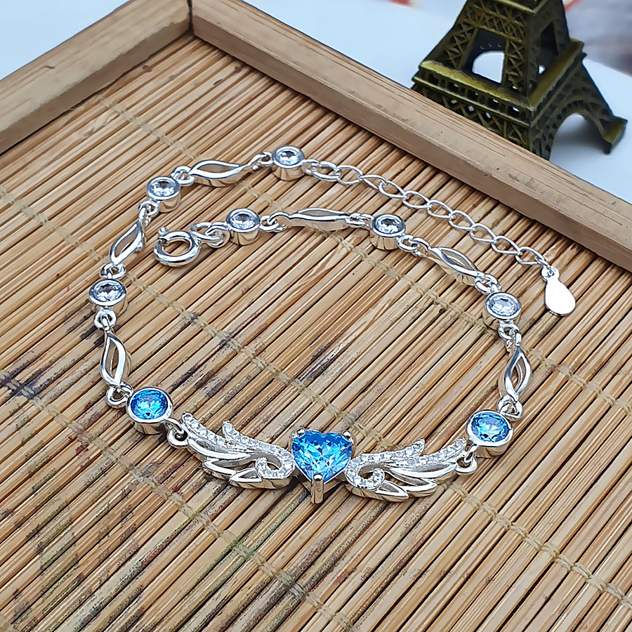 Lắc Tay Nữ Bạc Hiểu Minh LTU514 đôi cánh thiên thần bạc ý