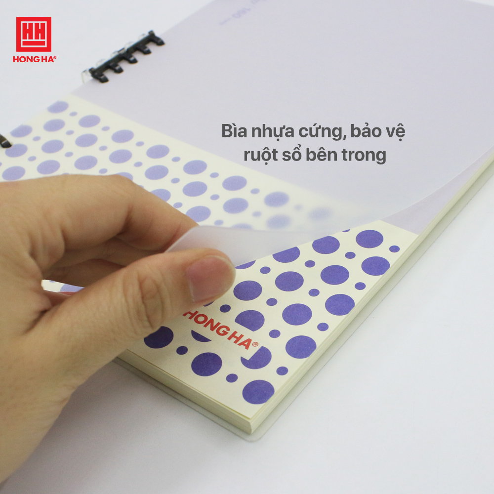 Sổ lò xo B5 Hồng Hà, sổ còng nhựa Basic 160 trang định lượng 80gsm - 3007