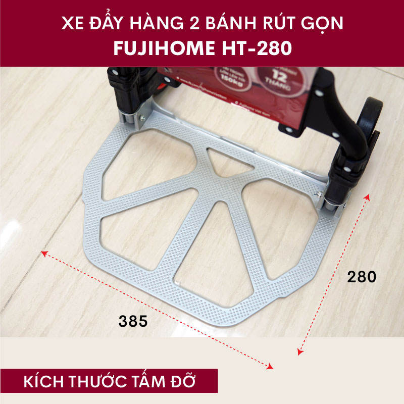 Xe đẩy hàng 2 bánh rút gọn 80kg Nhật Bản Fujihome sàn nhôm, bánh cao su cao cấp không ồn, xe chở đồ kéo hàng gấp gọn đa năng sack trolley