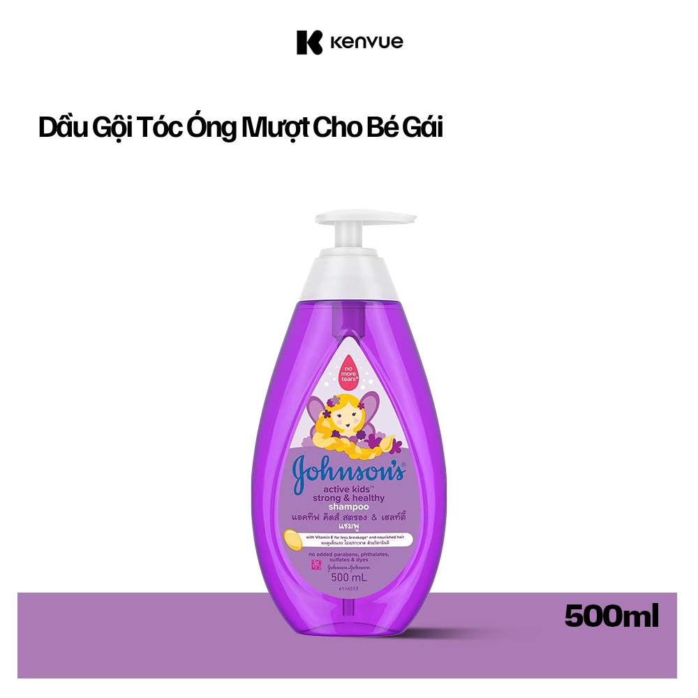 Dầu Gội Giúp Tóc Chắc Khỏe Cho Bé Gái Johnsons Active Kids Strong Healthy Shampoo - Dung tích 500ml
