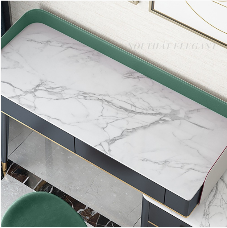 Bộ bàn trang điểm cao cấp cho phòng ngủ, mặt đá Ceramic, chân kim loại, có 5 ngăn kéo – EL-TD10