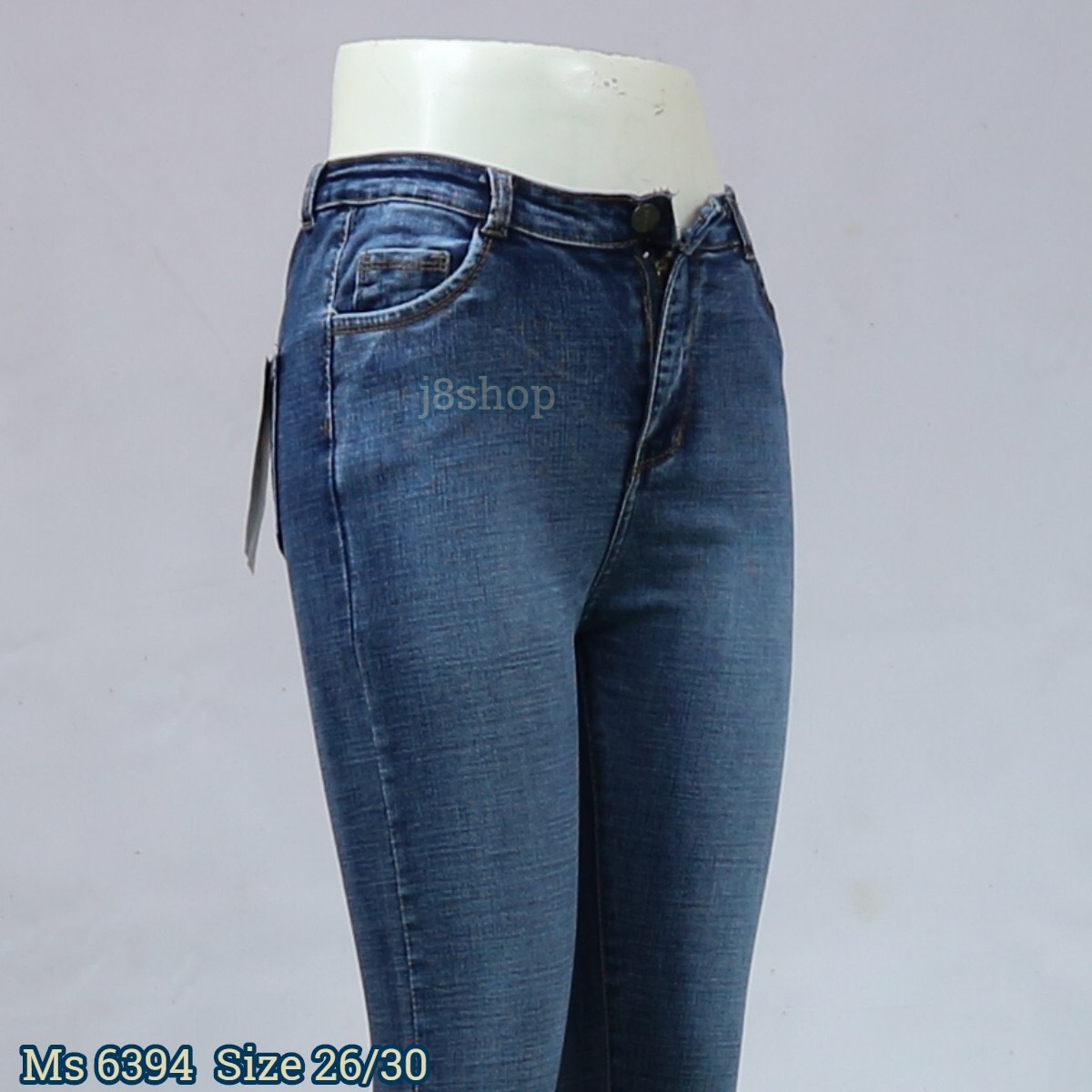 Quần Jean Nữ Lưng Cao Kiểu Trơn Màu Xanh Size 26-30 6394