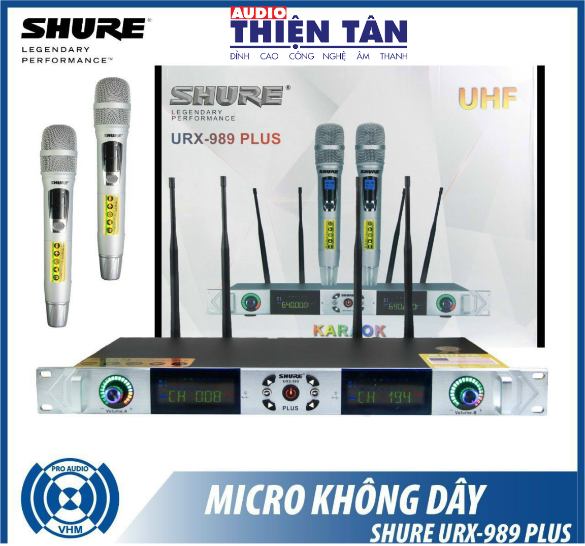 Micro Không Dây SHURE URX-989 - Phiên Bản Cao Cấp Nhất - Chống Hú Cực Tốt - Âm Thanh Hay - Hàng Nhập Khẩu