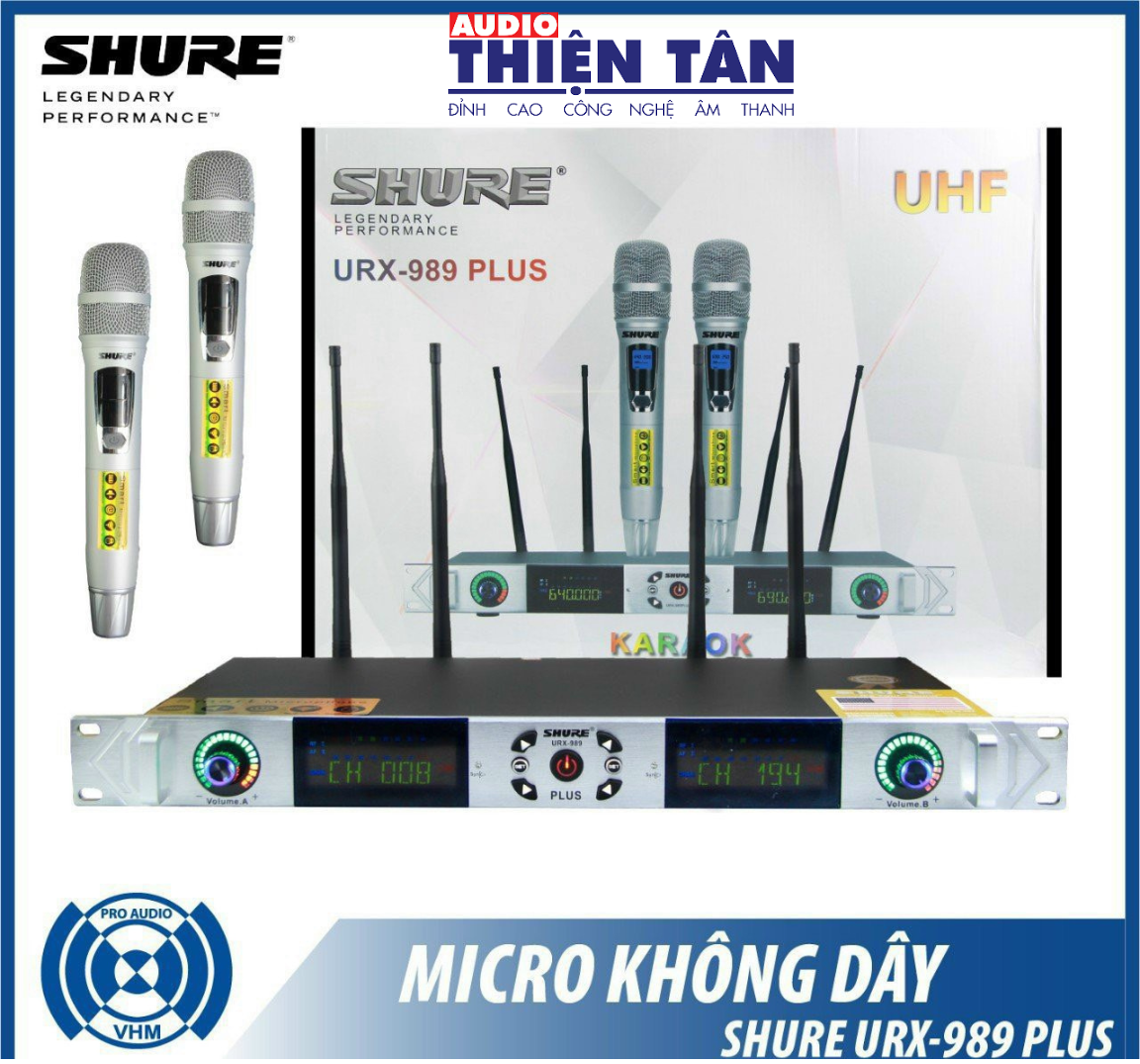 Micro Không Dây SHURE URX-989 - Phiên Bản Cao Cấp Nhất (Micro Phủ Sơn Trắng Tĩnh Điện) - Chống Hú Cực Tốt - Âm Thanh Hay - Hàng Nhập Khẩu