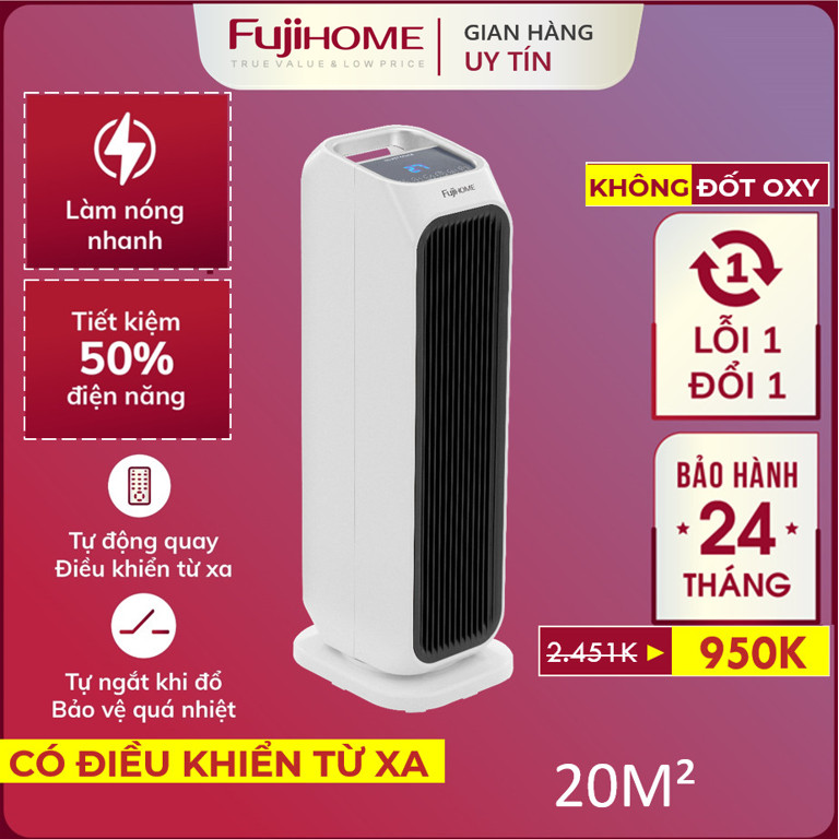 Máy sưởi gốm Nhật Bản FH3000 không khô da Fujihome, máy sưởi ấm điện không đốt oxy tiết kiệm điện tự ngắt không dầu - Hàng Nhập Khẩu