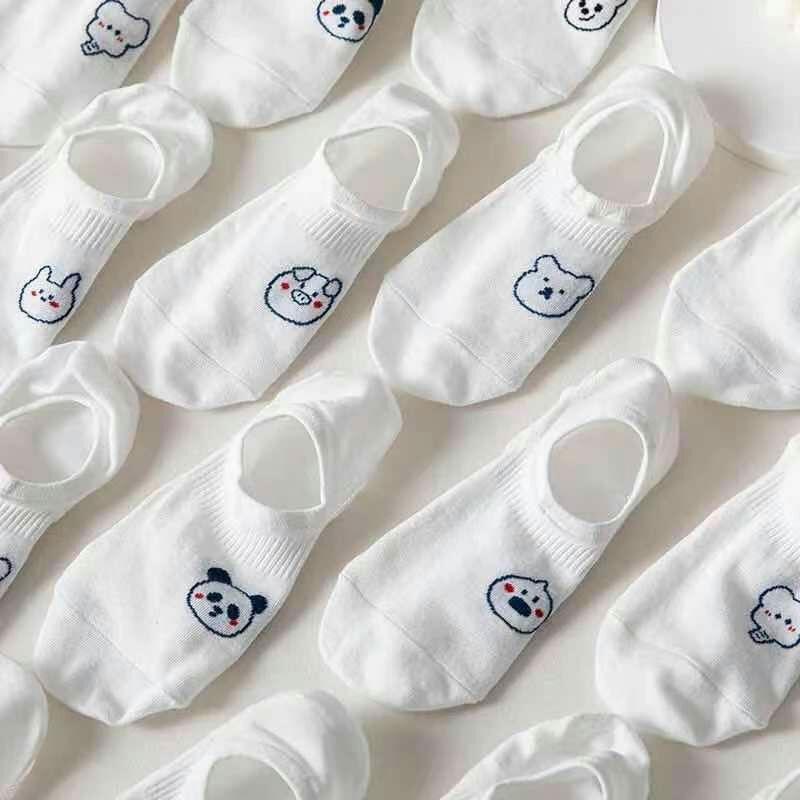 Tất/ Vớ hài trắng cổ ngắn cotton mềm co giãn, hình in gấu