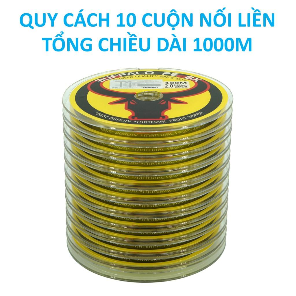 DÂY CÂU LURE BUFFALO PE 8X có tem cào - tặng kèm thước đo cá mini