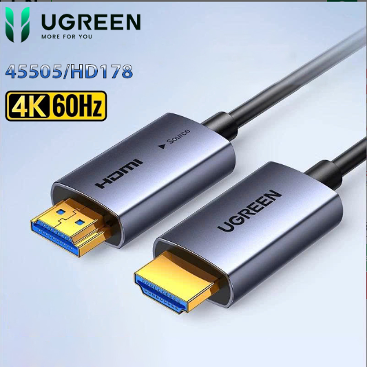 Cáp HDMI 2.0 Sợi Quang AOC 20M Ugreen 45505 HD178 – Hỗ Trợ 4K@60Hz, Truyền Tín Hiệu Ổn Định - Hàng chính hãng
