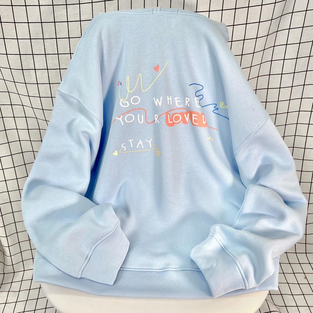 Áo Khoác Hoodie Zip LOVED STAY Jacket Dây Kéo Form Rộng Nam Nữ Vải Nỉ Bông Ulzzang