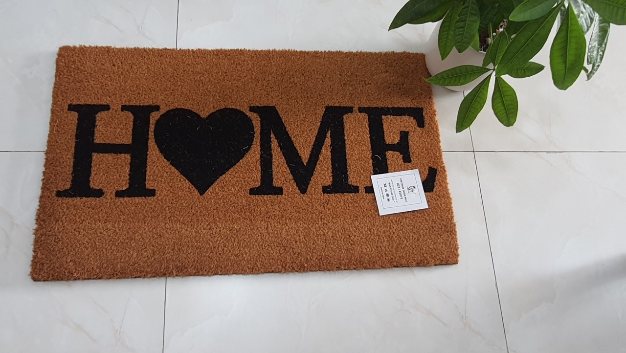 Thảm xơ dừa chùi chân họa tiết HOME 45x75cm , chùi sạch và dễ dàng vệ sinh thảm