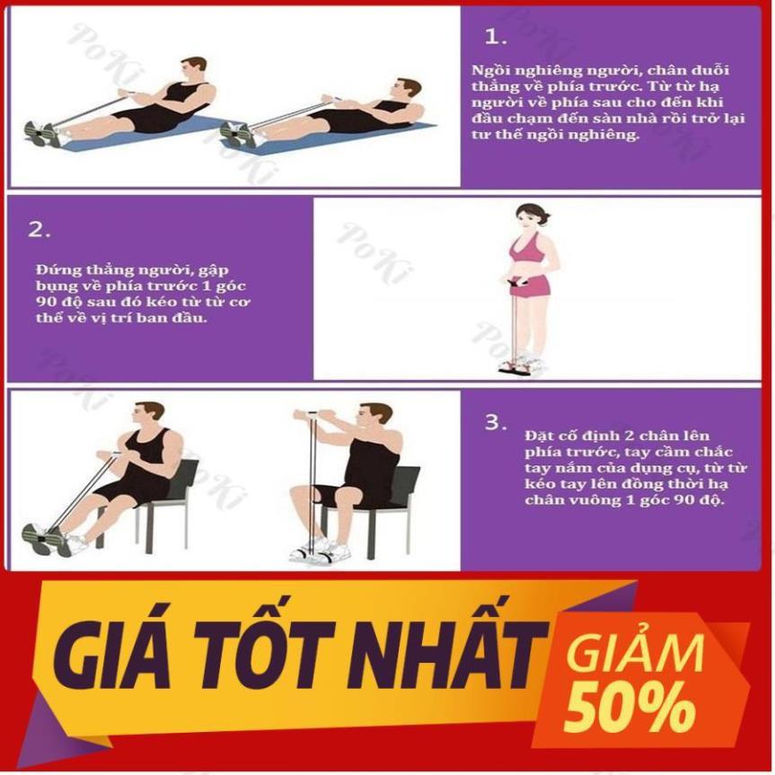 Dây kéo tập cơ bụng lưng tummy đa năng 4 ống đàn hồi hỗ trợ gym gập tại nhà giúp cho dáng chuẩn vòng eo thon