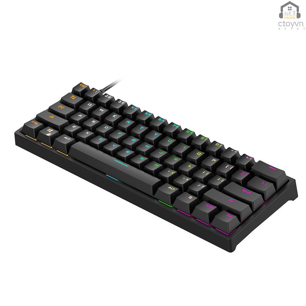 BAJEAL G101 61 Keys Wired Mechanical Keyboard RGB Backlight Keyboard PBT Two-color Injection Keycap Mechanical Blue Switch Black