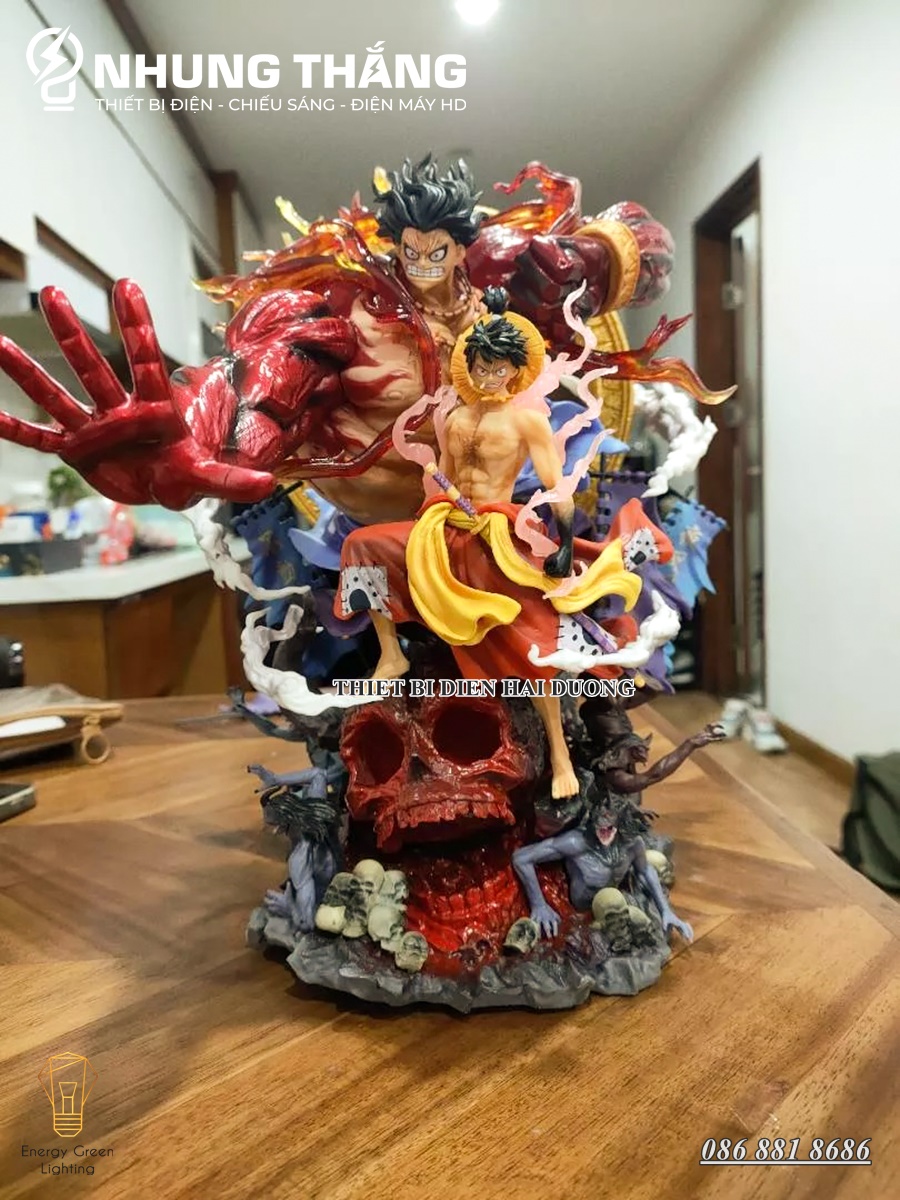 Mô Hình One Piece Monkey D Luffy Gear 4 Cao Cấp OP-001 -  Có Đèn LED - Chiến Đấu Thần Fudo Kaido - 2 Đầu Thế - CÓ VIDEO