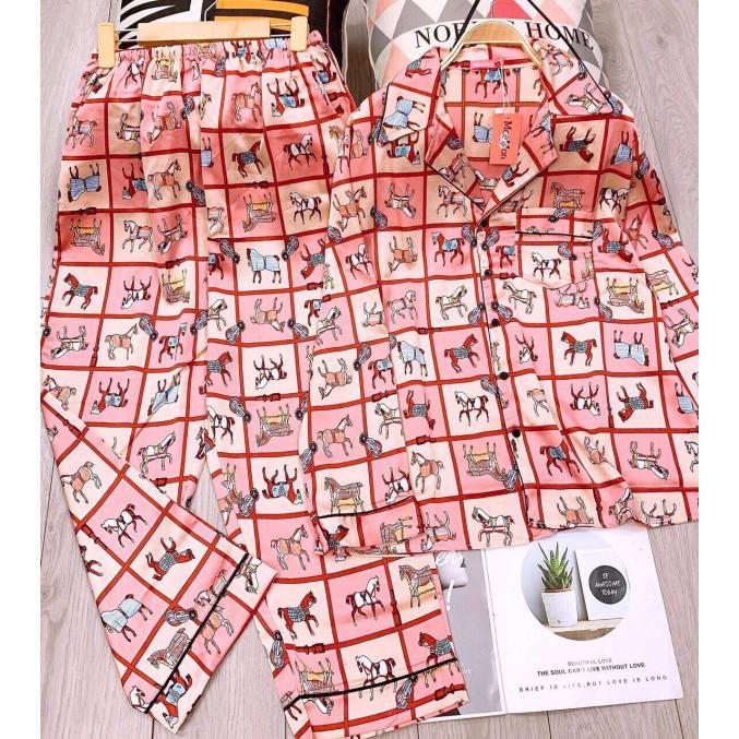 Pijama lụa hàn- Quần dài tay dài có túi
