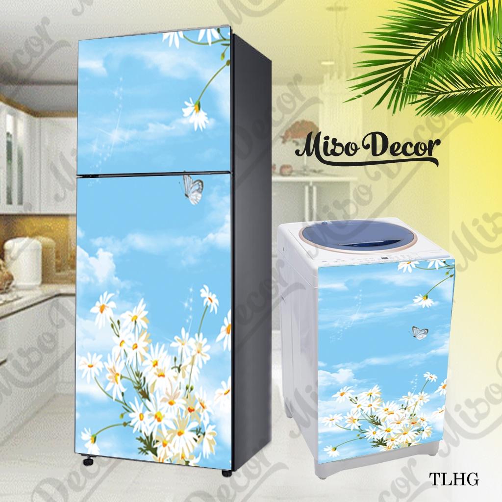 Tranh dán tủ lạnh, máy giặt decal 3D cao cấp - hoa bướm