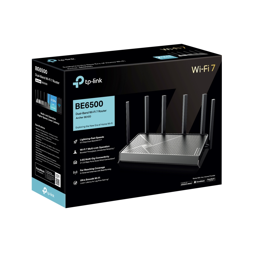 Router WIFI 7 TP-Link BE400 | WIFI 7 BE6500 2 băng tần 2.4 &amp; 5.0 GHz | 6 anten | EasyMesh | App Tether | Bảo hành 2 năm | Hàng Chính Hãng