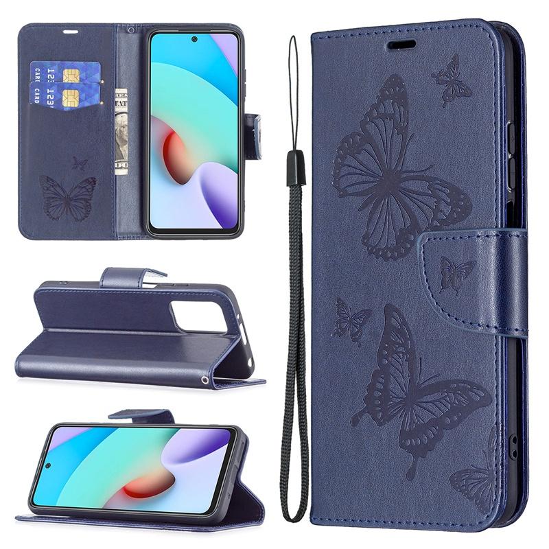 Ốp điện thoại kèm ví hình bướm dập nổi cho Xiaomi Redmi 10