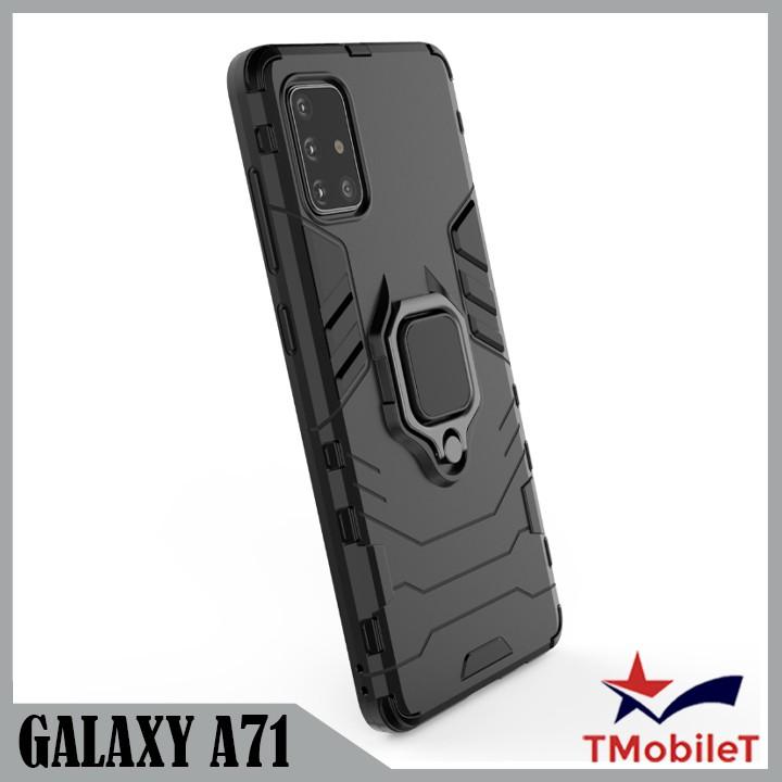 Ốp lưng Dành Cho Điện Thoại Samsung Galaxy A71 chống sốc Iron Man gắn giá đỡ iring hỗ trợ xem video, chống va đập mạnh - Màu Đen