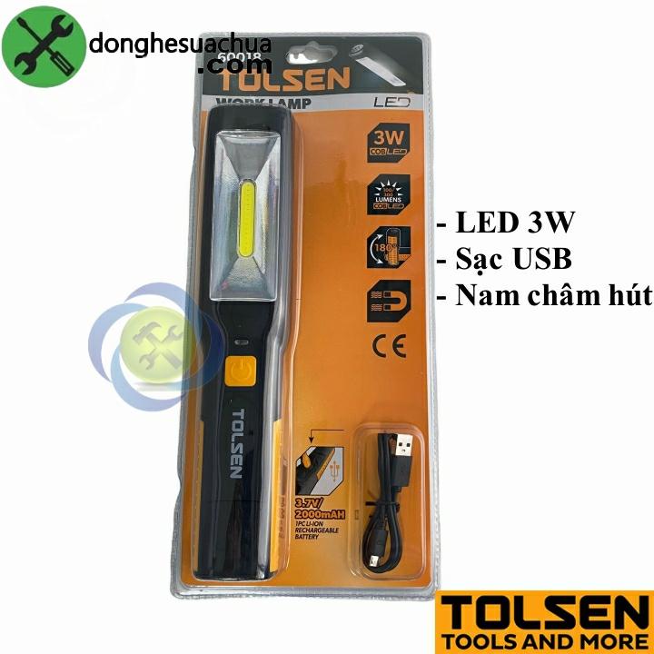 Đèn làm việc Tolsen 60018 3W sạc USB có nam châm hút